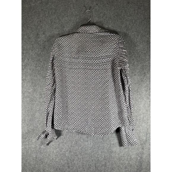 Oscar De La Renta Blouse Women 6 Checker Long Sleeve Button Front Silk Quiet Lux - Picture 6 of 7